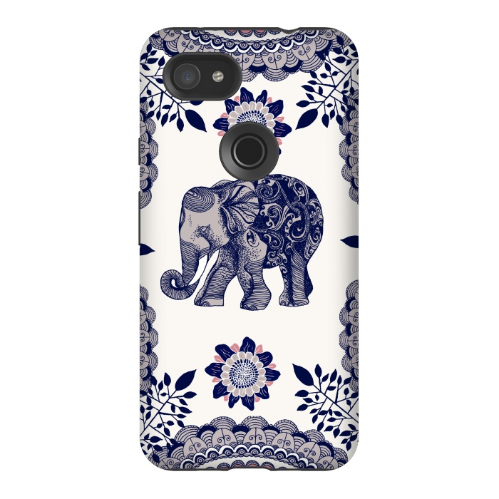Pixel 3AXL StrongFit Floral Elephant by Rose Halsey