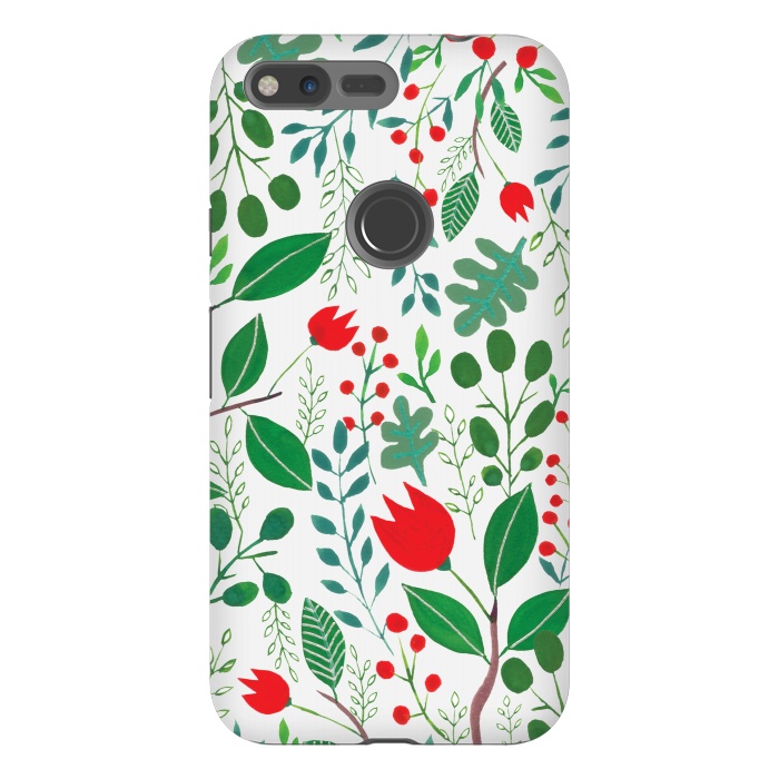 Pixel XL StrongFit Christmas Floral White by Hanny Agustine