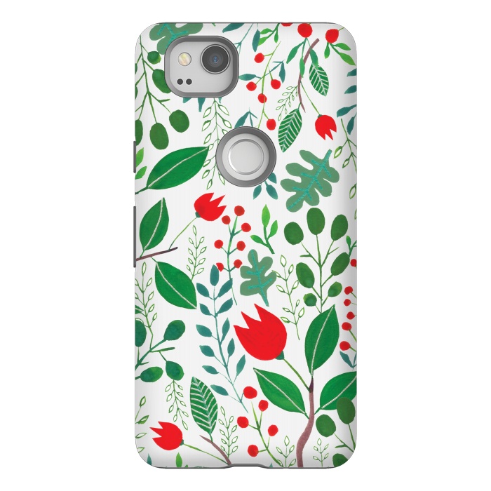 Pixel 2 StrongFit Christmas Floral White by Hanny Agustine