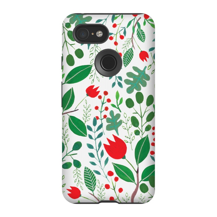 Pixel 3 StrongFit Christmas Floral White by Hanny Agustine