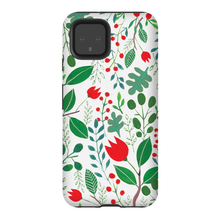 Pixel 4 StrongFit Christmas Floral White by Hanny Agustine