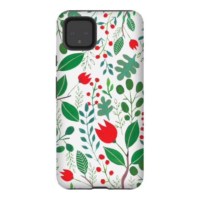 Pixel 4XL StrongFit Christmas Floral 2 White by Hanny Agustine