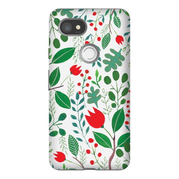 Pixel 2XL StrongFit Christmas Floral 2 White by Hanny Agustine