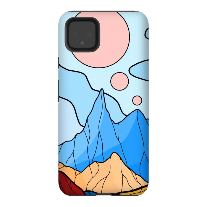 Pixel 4XL StrongFit The 3 moons and the blue peak by Steve Wade (Swade)