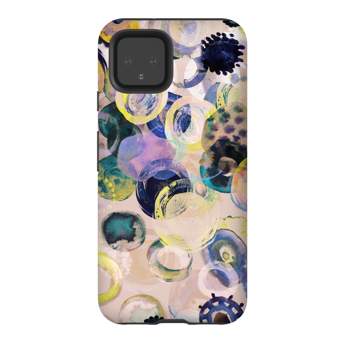 Pixel 4 StrongFit Colorful playful watercolour dots by Oana 