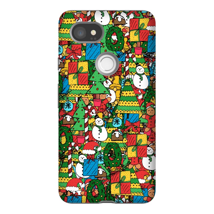 Pixel 2XL StrongFit Merry Christmas pattern by Steve Wade (Swade)