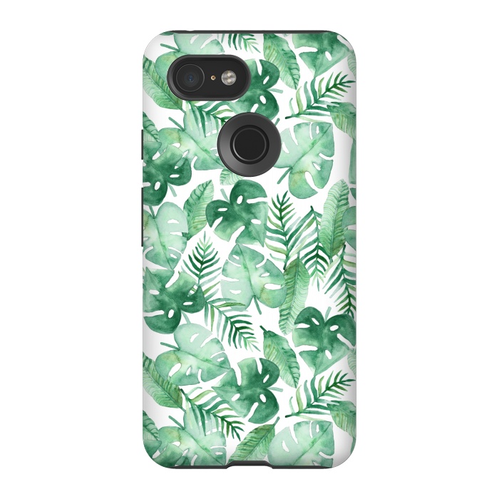 Pixel 3 StrongFit Tropical Jungle on White by Tangerine-Tane