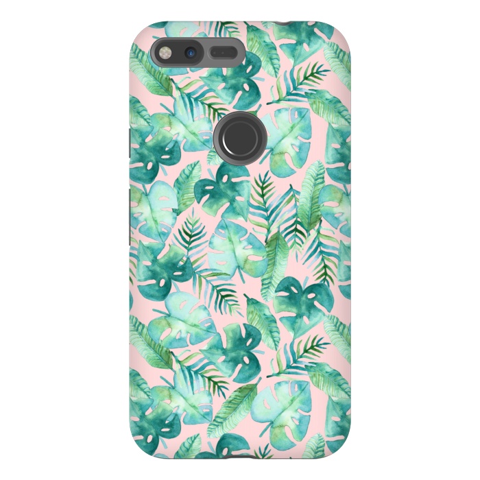 Pixel XL StrongFit Cyan Tropical Jungle on Pink by Tangerine-Tane