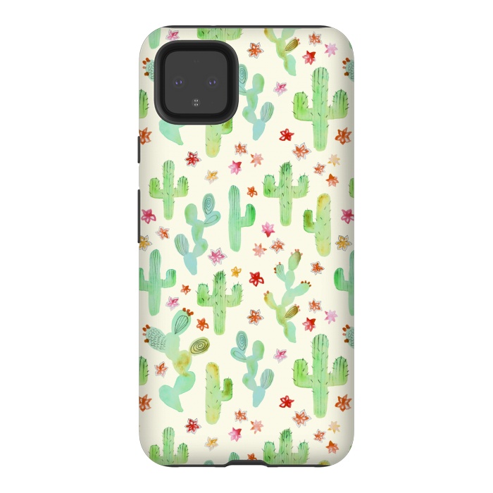 Pixel 4XL StrongFit Watercolor Cacti by Tangerine-Tane