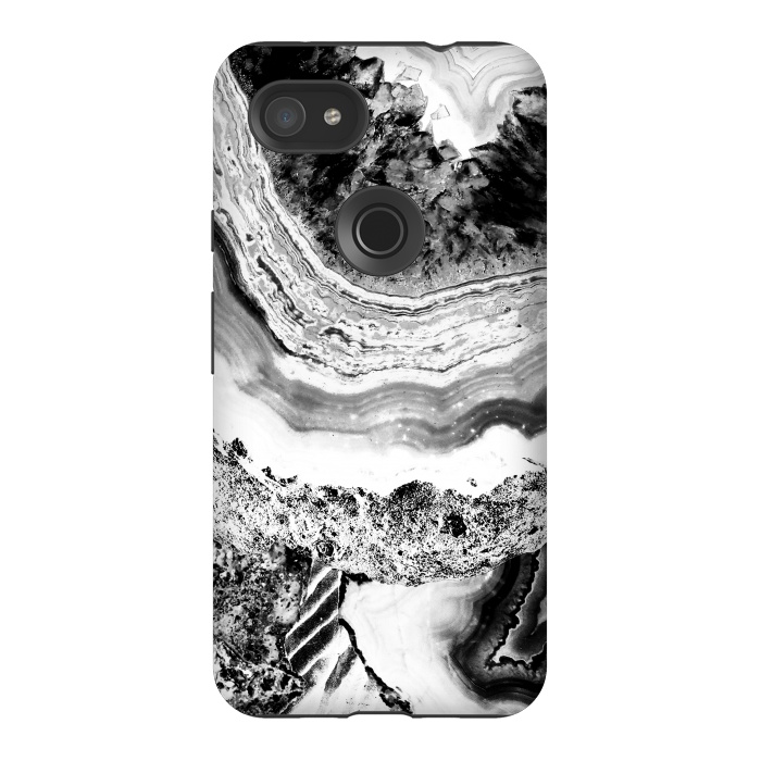 Pixel 3AXL StrongFit Black and white geode marble art by Oana 