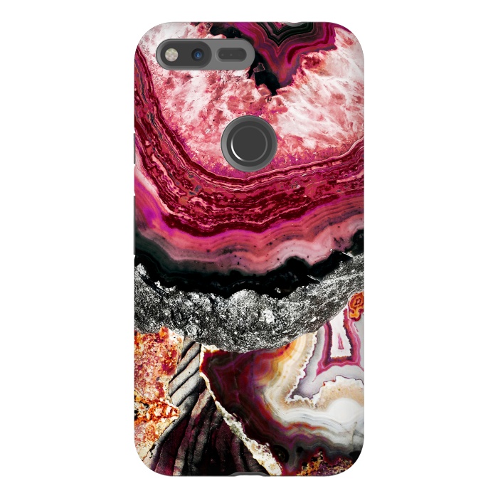 Pixel XL StrongFit Vibrant pink gold agate geode stones by Oana 