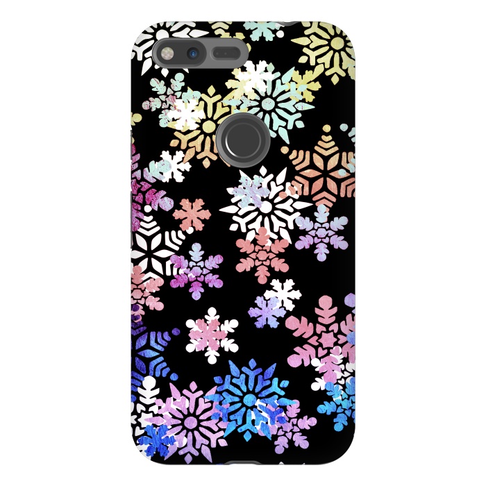 Pixel XL StrongFit Rainbow colourful snowflakes Christmas pattern by Oana 