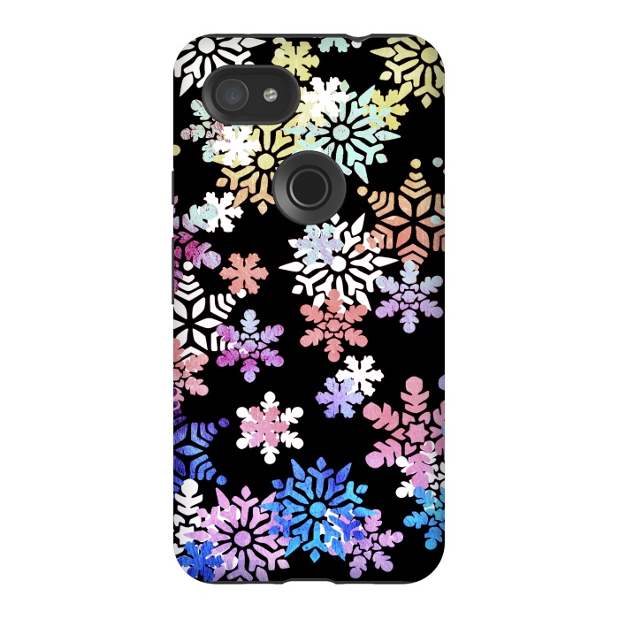 Pixel 3AXL StrongFit Rainbow colourful snowflakes Christmas pattern by Oana 