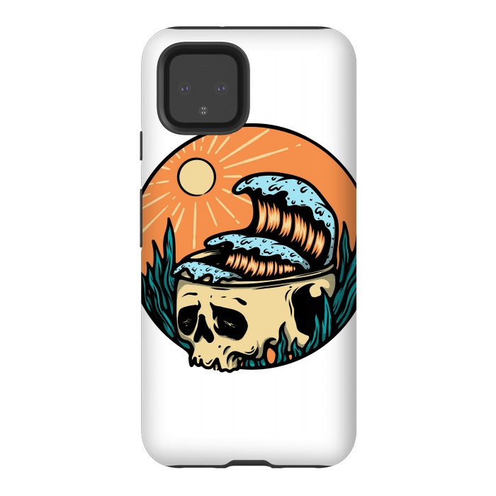 Pixel 4 StrongFit Skull & Wave by Afif Quilimo