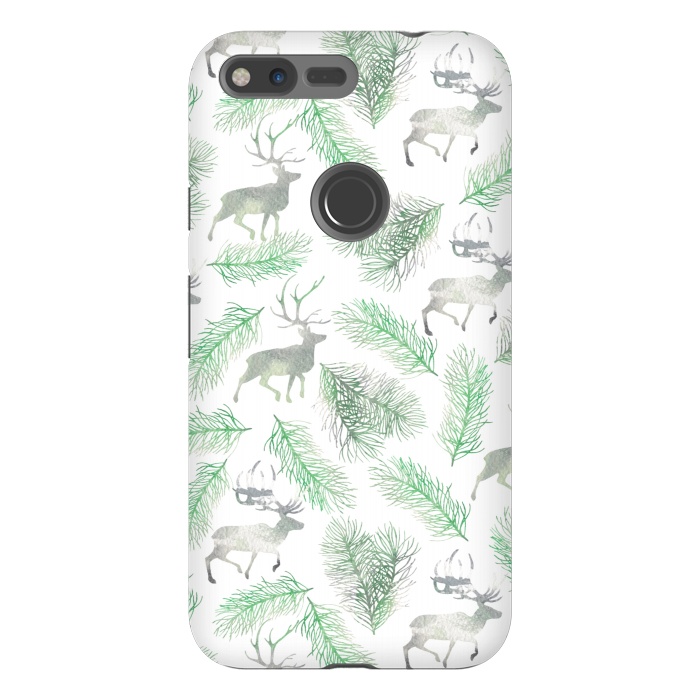 Pixel XL StrongFit Deer and pine branches by Julia Badeeva