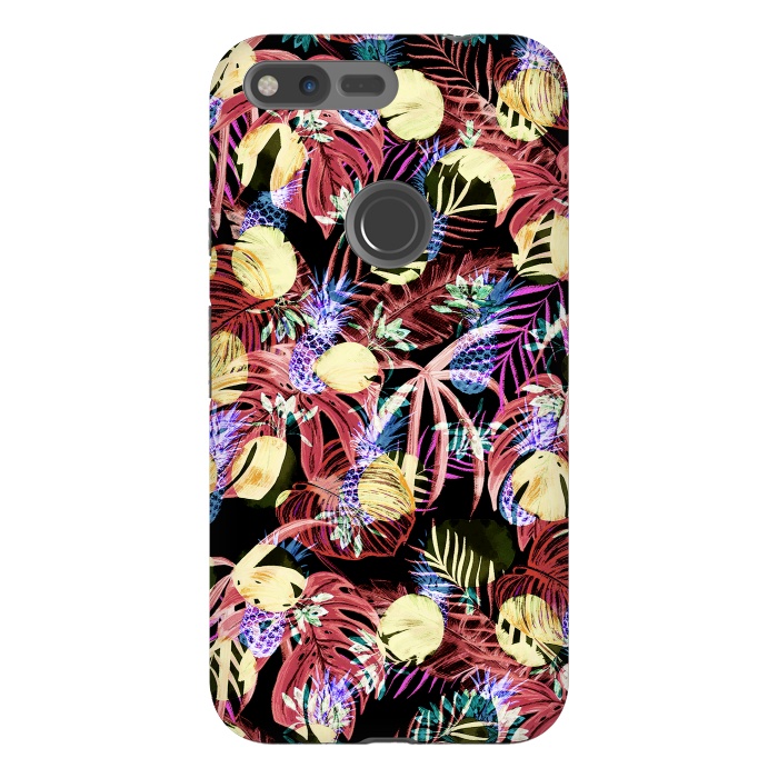 Pixel XL StrongFit Colourful painted tropical leaves and pineapples by Oana 