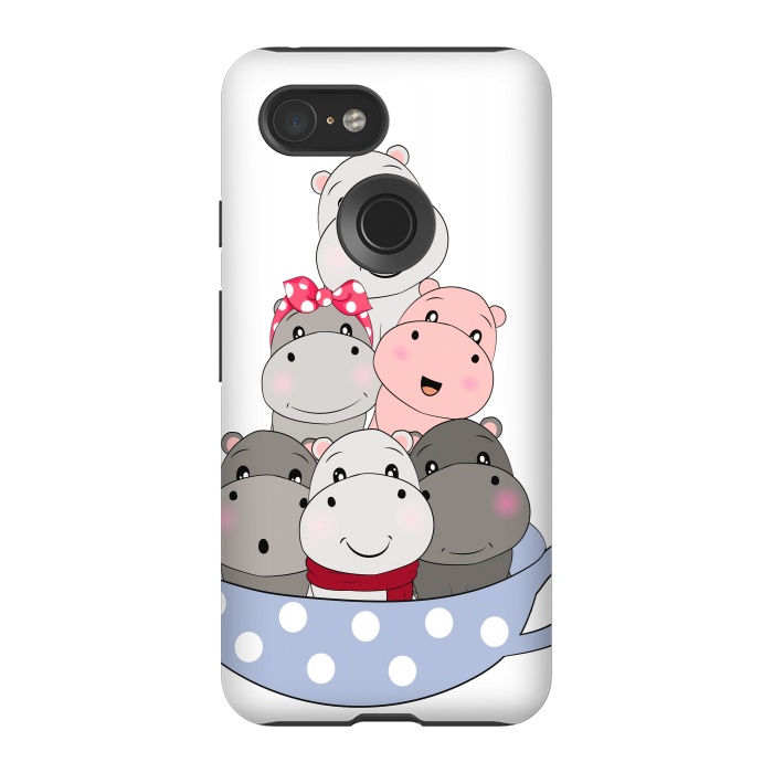 Pixel 3 StrongFit cute hippos by haroulita