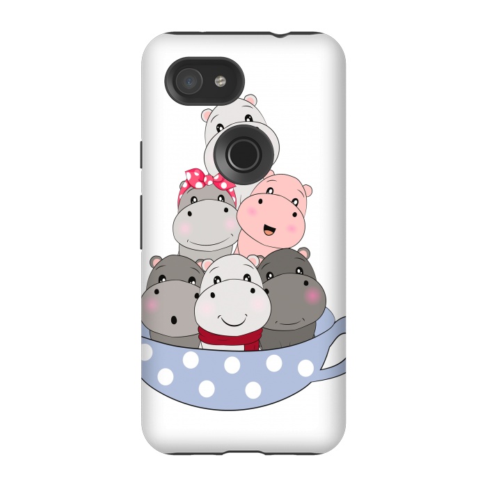 Pixel 3A StrongFit cute hippos by haroulita