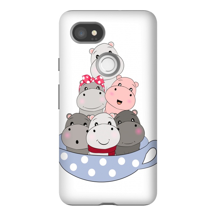 Pixel 2XL StrongFit cute hippos by haroulita
