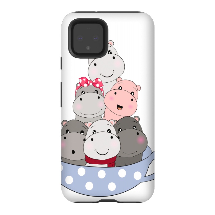 Pixel 4 StrongFit cute hippos by haroulita