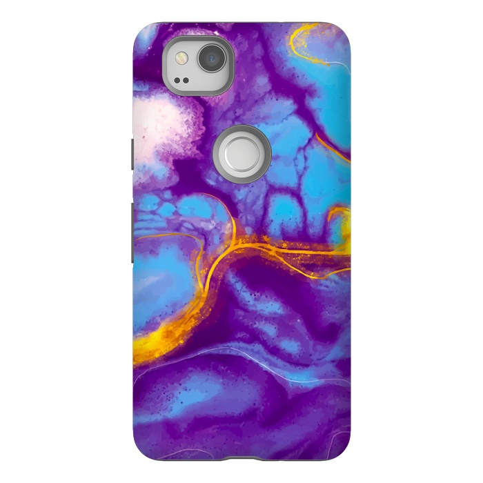 Pixel 2 StrongFit blue purple gold marble by haroulita