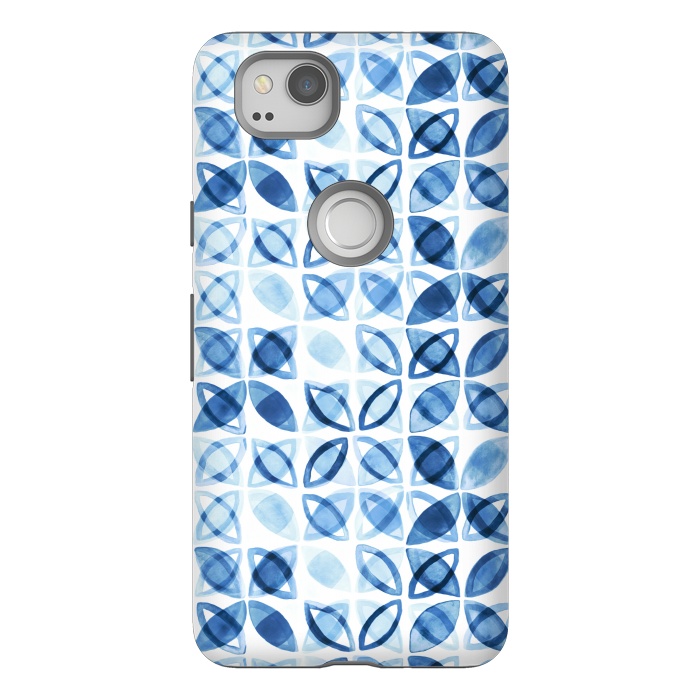 Pixel 2 StrongFit Blue Watercolor Pattern  by Tigatiga