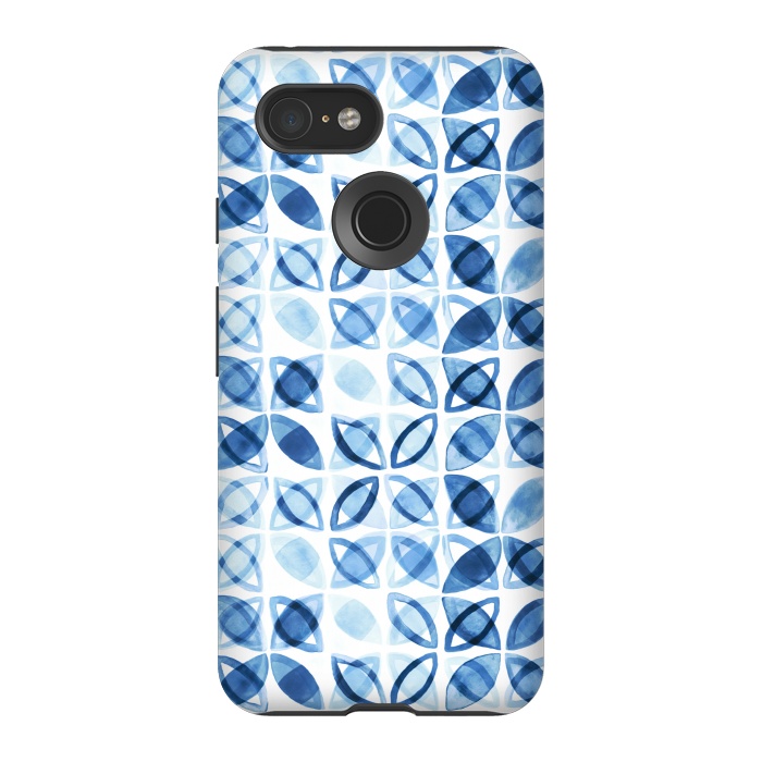 Pixel 3 StrongFit Blue Watercolor Pattern  by Tigatiga