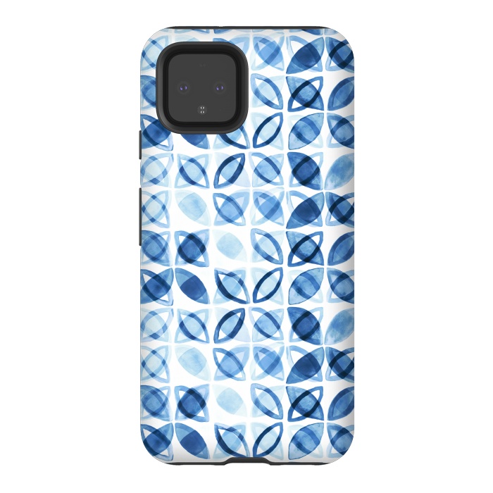 Pixel 4 StrongFit Blue Watercolor Pattern  by Tigatiga