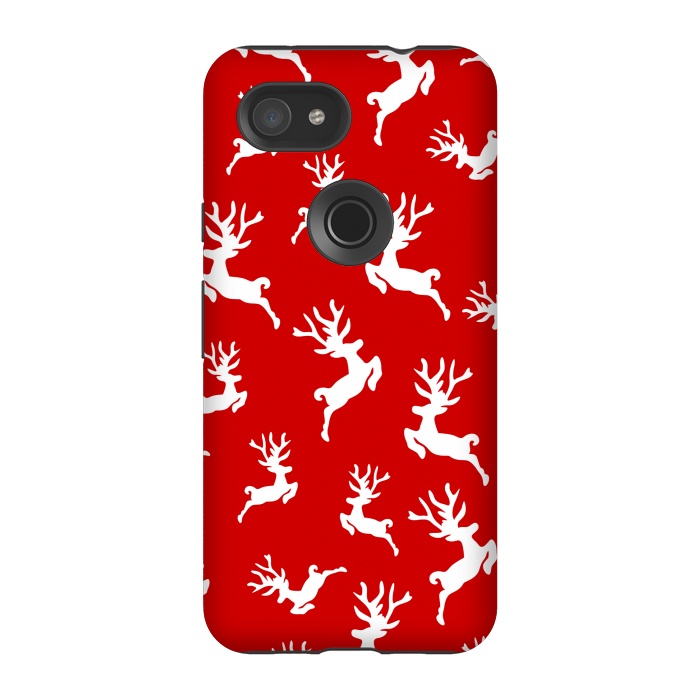 Pixel 3A StrongFit white christmas deer by MALLIKA