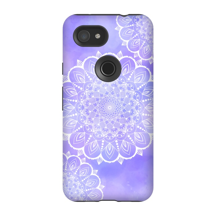 Pixel 3A StrongFit Purple mandala flowers by Jms