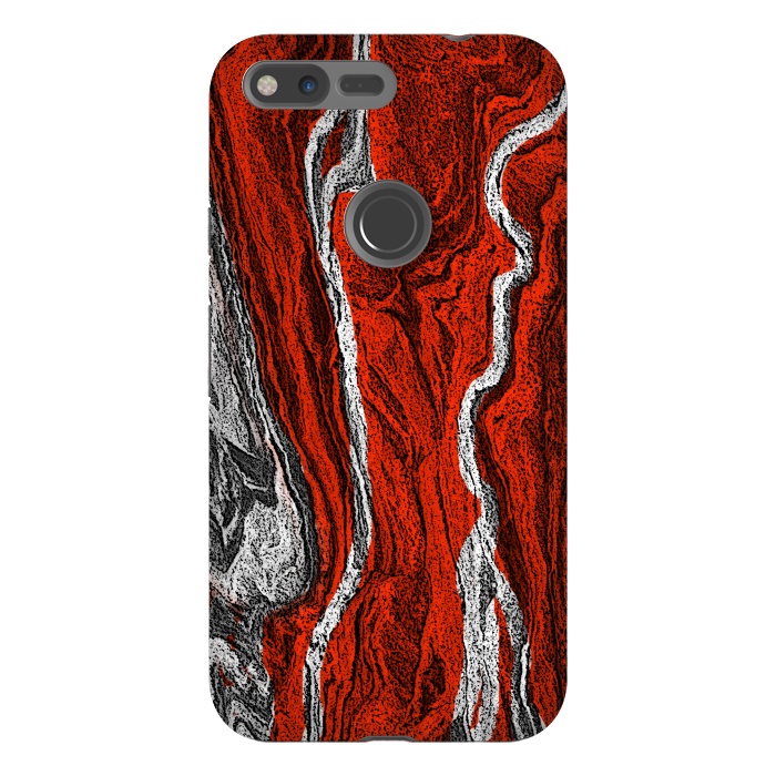 Pixel XL StrongFit Red and white marble texture design by Josie