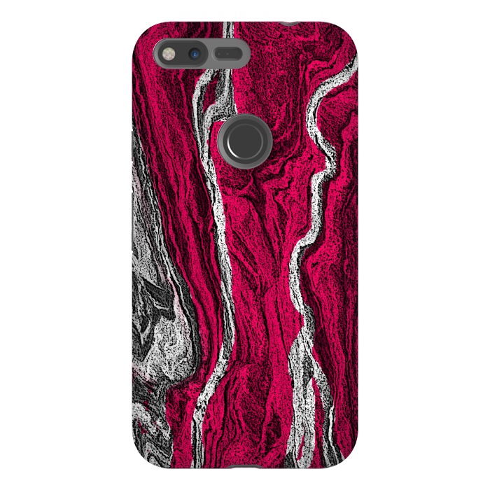 Pixel XL StrongFit Pink and white marble textured design by Josie