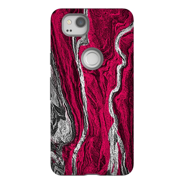 Pixel 2 StrongFit Pink and white marble textured design by Josie