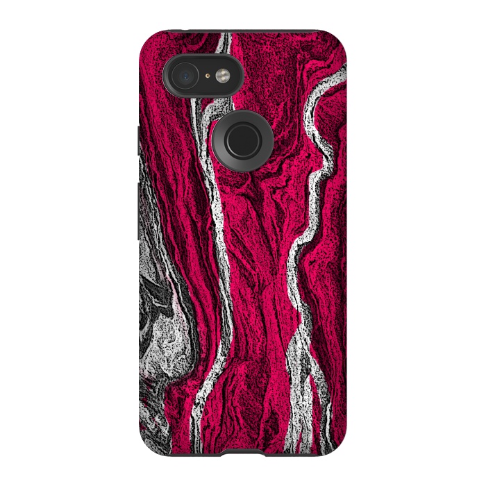 Pixel 3 StrongFit Pink and white marble textured design by Josie