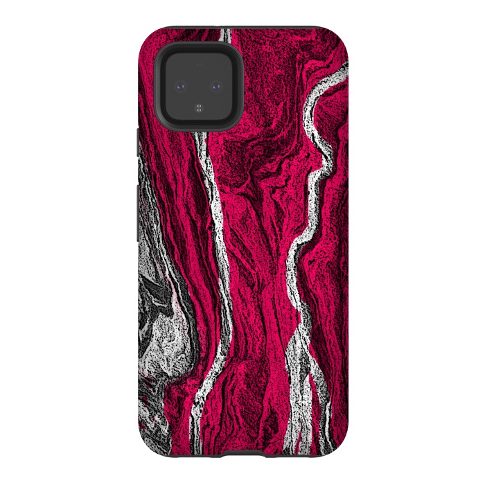 Pixel 4 StrongFit Pink and white marble textured design by Josie