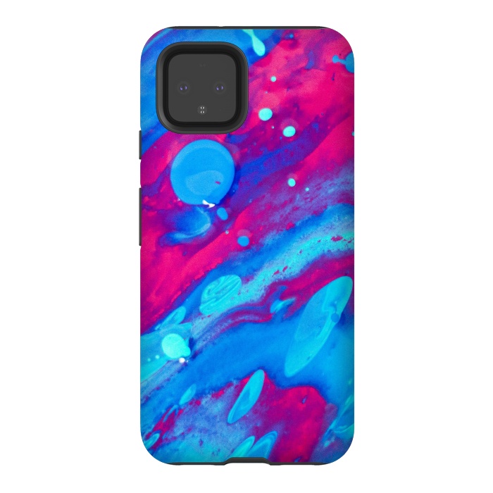 Pixel 4 StrongFit Pink and blue abstract painting  by Winston