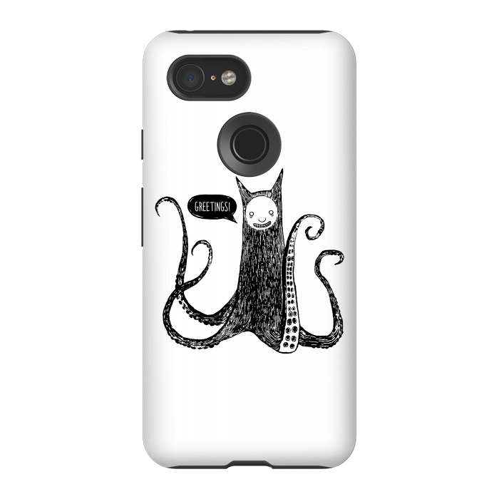 Pixel 3 StrongFit Greetings from the kraken cat by Laura Nagel