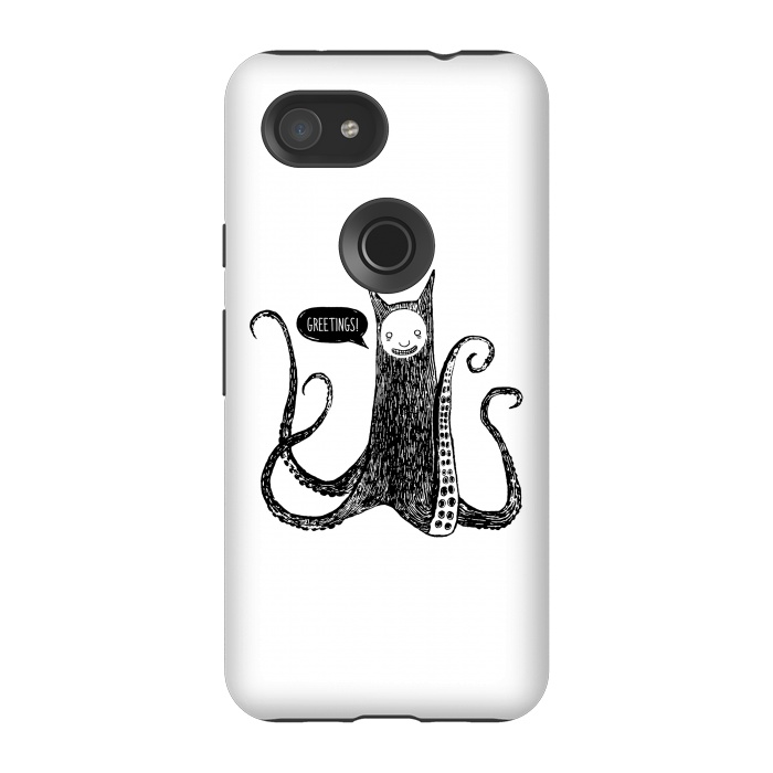 Pixel 3A StrongFit Greetings from the kraken cat by Laura Nagel
