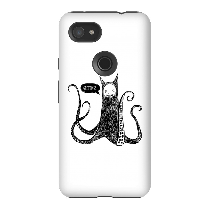 Pixel 3AXL StrongFit Greetings from the kraken cat by Laura Nagel