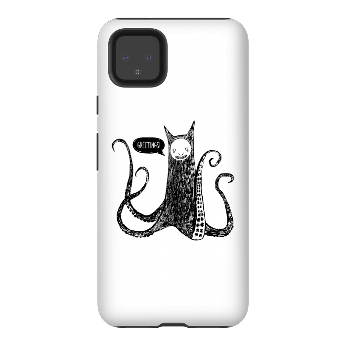 Pixel 4XL StrongFit Greetings from the kraken cat by Laura Nagel