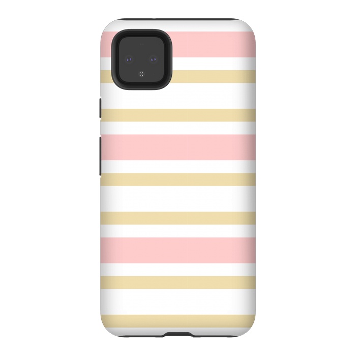 Pixel 4XL StrongFit pink golden stripes pattern by MALLIKA