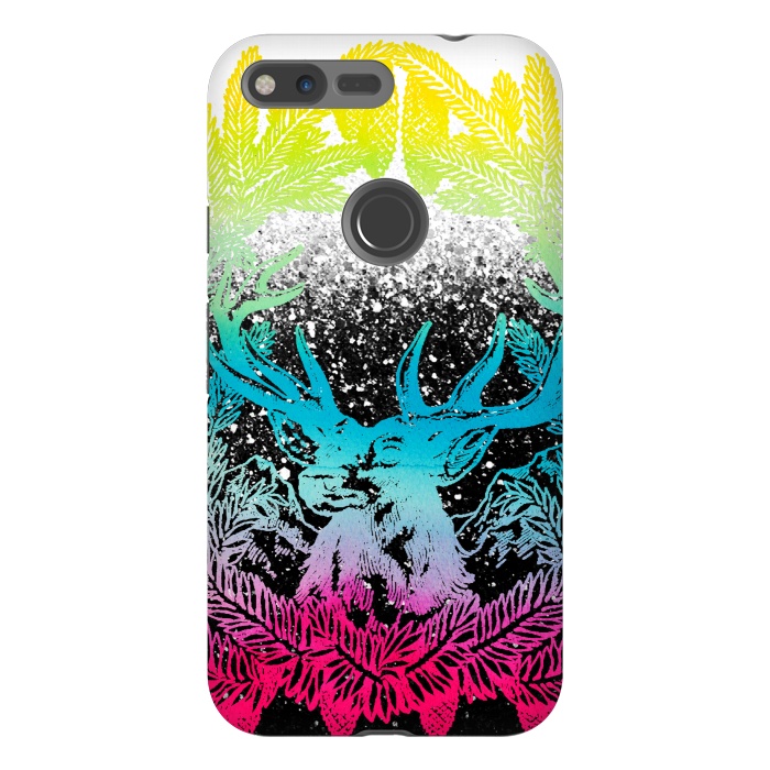 Pixel XL StrongFit Gradient reindeer and pine leaves illustration by Oana 