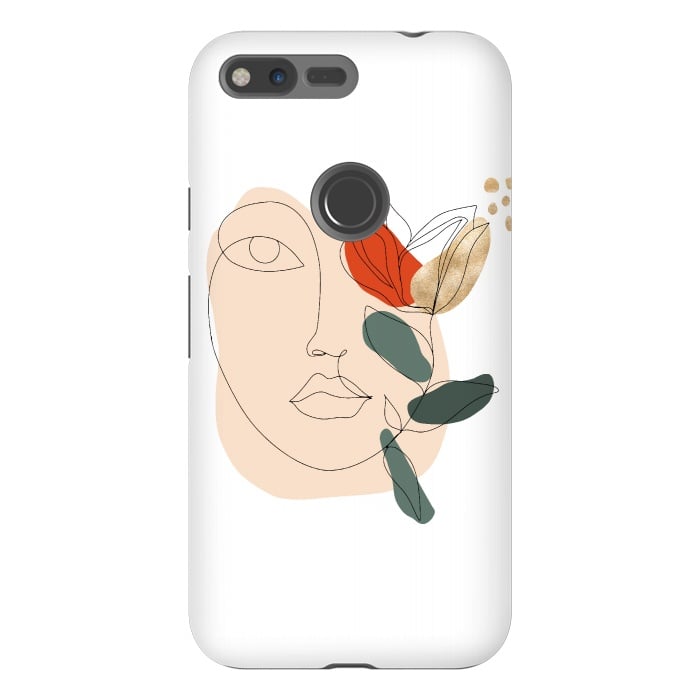 Pixel XL StrongFit Lineart Face Floral  by DaDo ART
