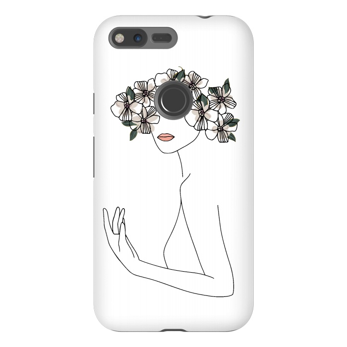 Pixel XL StrongFit Lineart - Nymph Girl Floral by DaDo ART