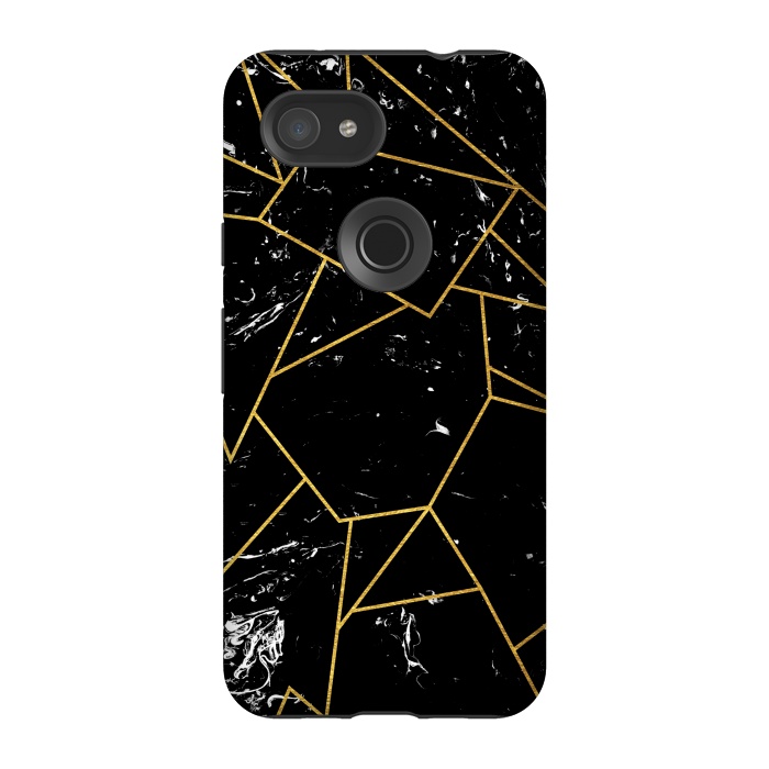 Pixel 3A StrongFit Black marble by Julia Badeeva