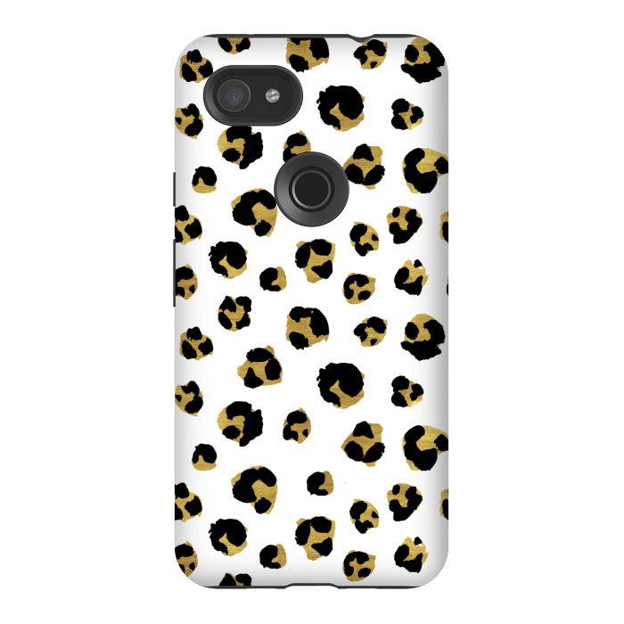 Pixel 3AXL StrongFit Leopard. Black and gold by Julia Badeeva