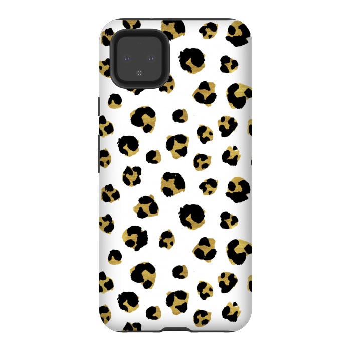 Pixel 4XL StrongFit Leopard. Black and gold by Julia Badeeva