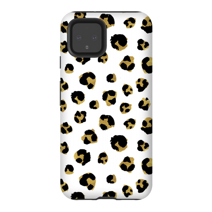 Pixel 4 StrongFit Leopard. Black and gold by Julia Badeeva