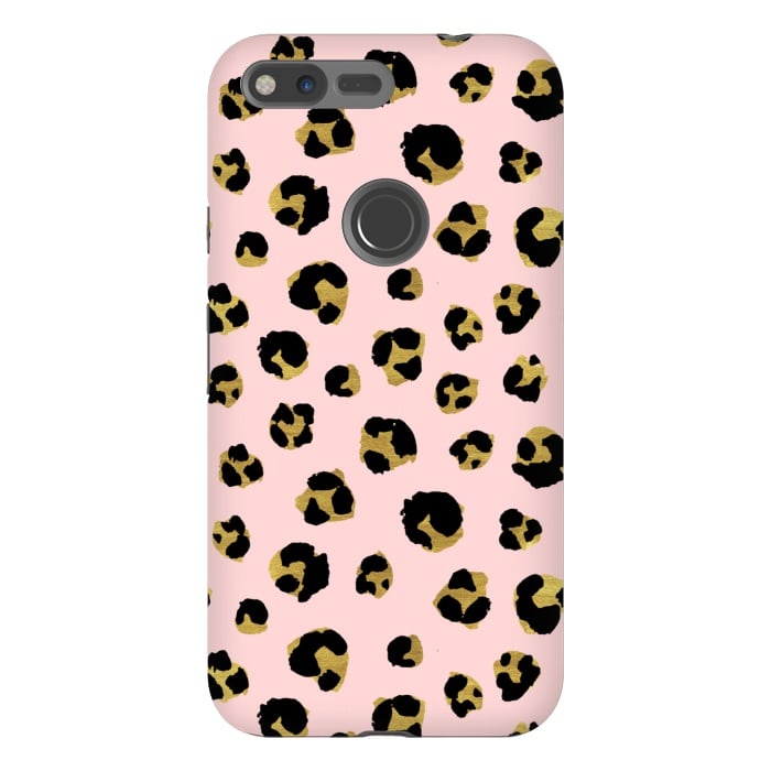 Pixel XL StrongFit Pink and gold leopard by Julia Badeeva