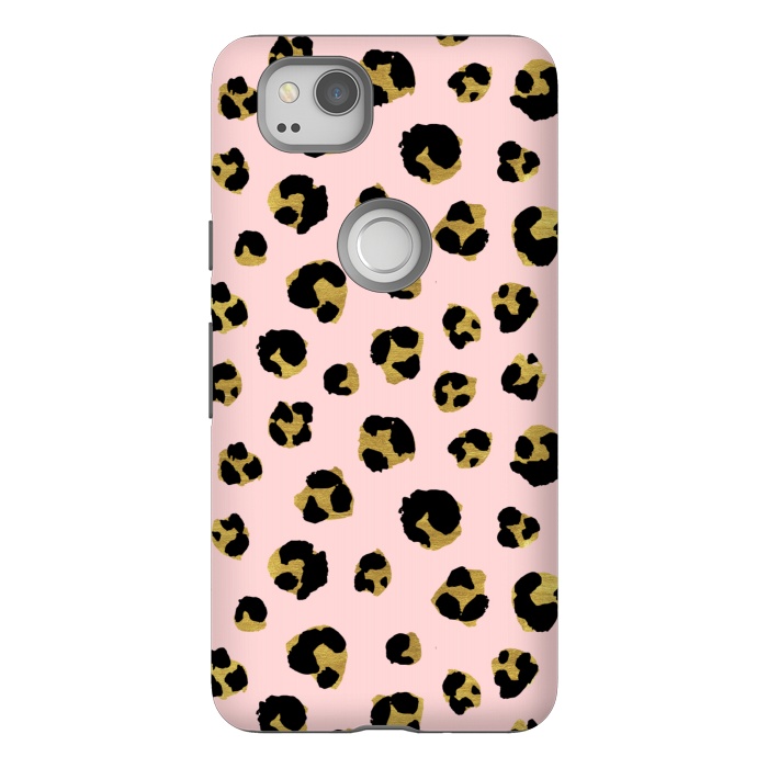Pixel 2 StrongFit Pink and gold leopard by Julia Badeeva